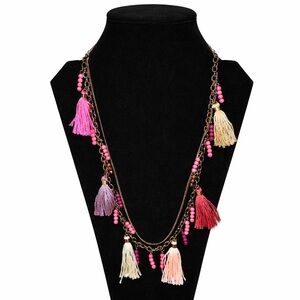 Only 2 Left ✨ Pink Beaded Tassle Necklace Valentines Day 💘